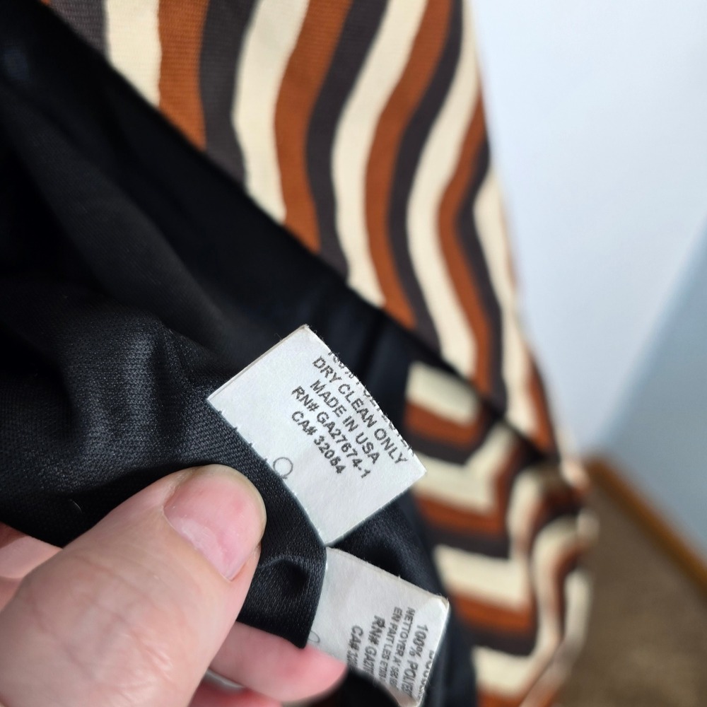 Eva Franco Chevron Print Blazer XS/S Brown Open Front Career Coat Anthropologie - Picture 5 of 5